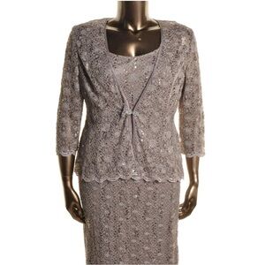 R&M Collection Women's 2PC Set Crochet Dress Mocha Style: 7295